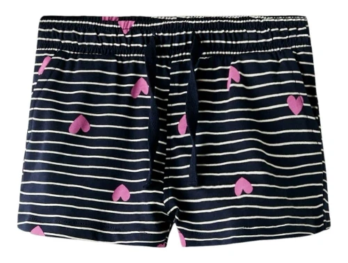 Mørkeblå shorts fra Name It med hvide striber og pink hjerter 13215112 dark sapphire hearts